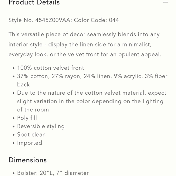 Anthropologie Velvet Trova Bolster Pillow - slate - Picture 5 of 13